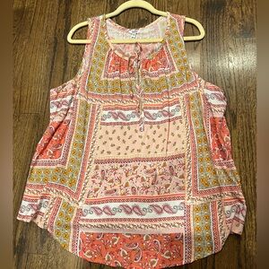 Sonoma Coral Pink Floral Print Sleeveless Tank Top Sz 1x